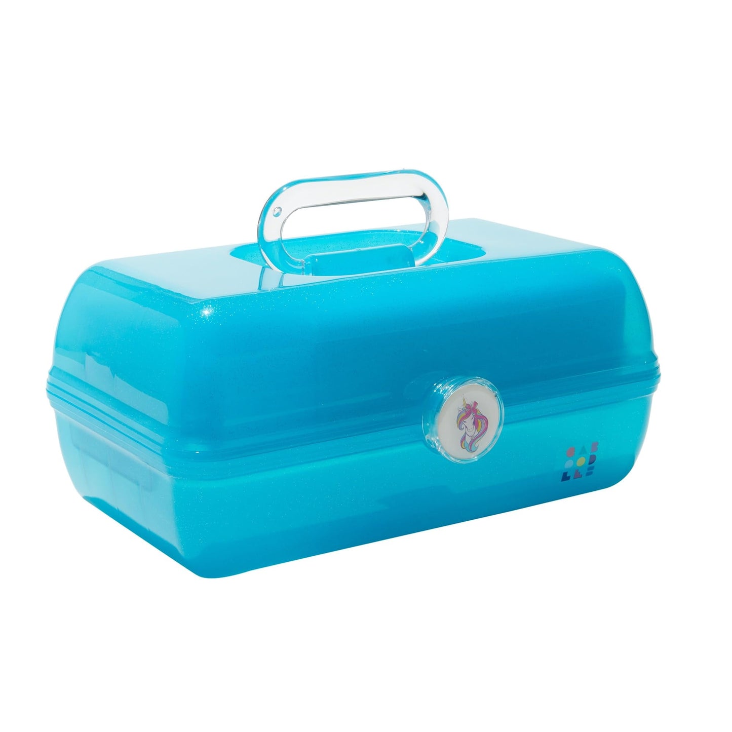 Caboodles Makeup Case | Blue Jelly Sparkle Travel Organizer with Mirror