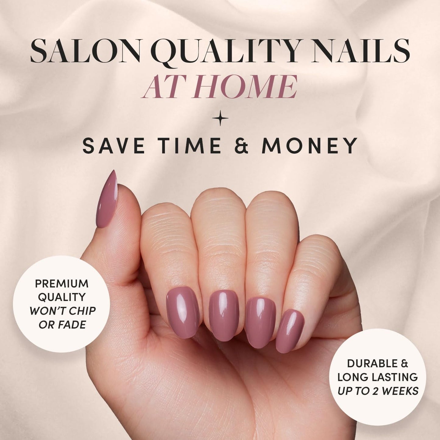 Press-On Nails | Fall Mauve & Moody Pink Oval | Reusable 30 Count
