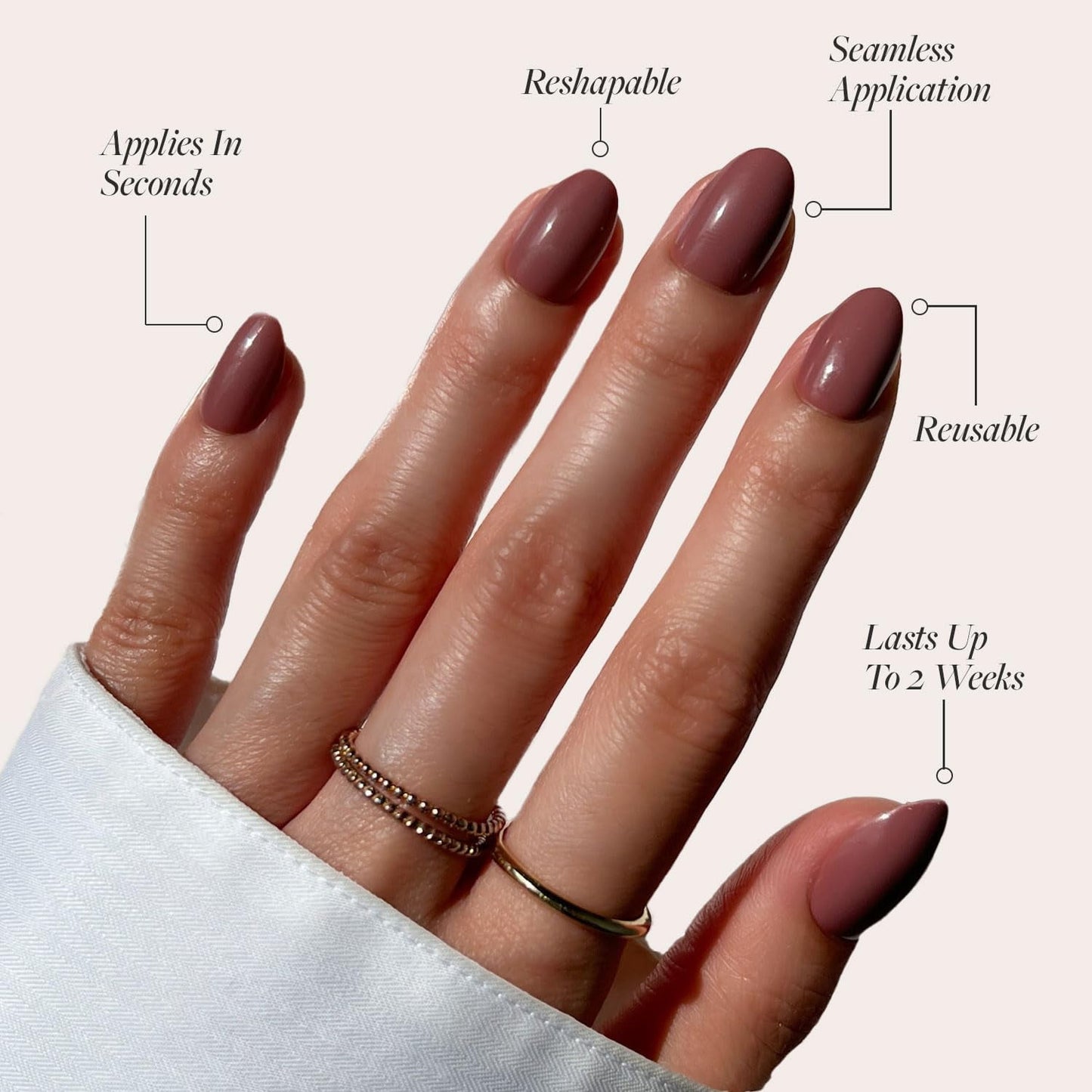 Press-On Nails | Fall Mauve & Moody Pink Oval | Reusable 30 Count