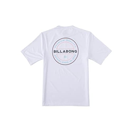 Billabong mens Classic Short Sleeve Loose Fit Rashguard Rash Guard Shirt, White Rotor, Small US