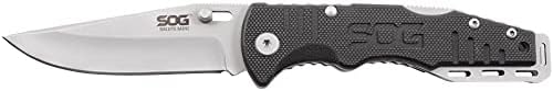 SOG Salute Mini Tactical Knife- EDC Folding Pocket Knife with 3.1 Inch Blade, Adjustable Thumb Stud and Low Carry Bayonet Clip, Bead Blasted (FF1001-CP)