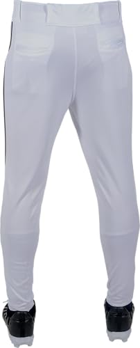 Rawlings Boy's Launch Baseball Pants - Tapered Jogger Fit with Piped Colors - White/Black Large