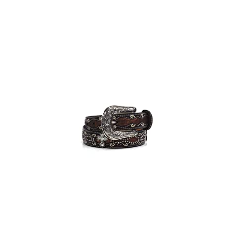 ARIAT Girls' Rhinestone Cross Conchos Faux Crocodile Belt