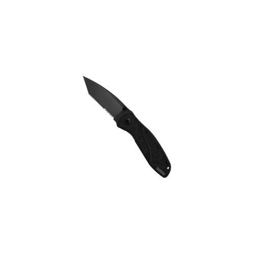 Kershaw Blur Tanto Black Pocketknife, 3.4" Sandvik 14C28N Stainless Steel Recurved Blade, Assisted Thumb-Stud Opening EDC