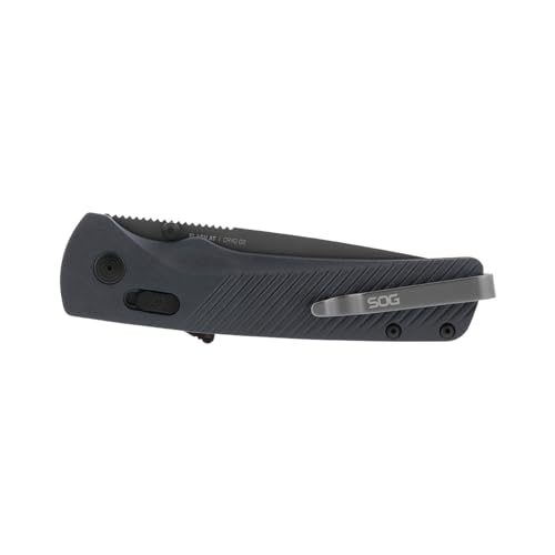 SOG Flash AT Daily Carry Ambidextrous Straight Pocket Folding Knives, Ergonomic Handle & Deep-Carry Clip, D2 Steel Blade