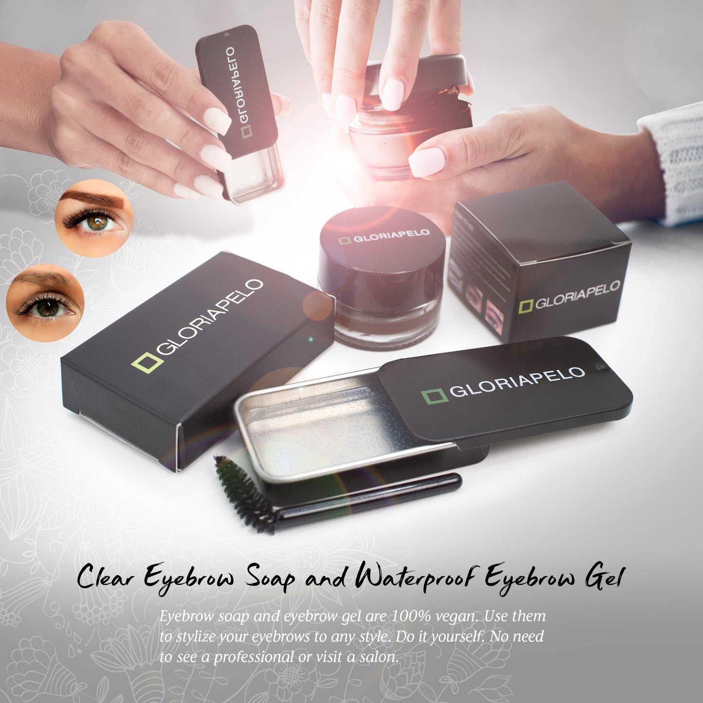 Vegan Brow Gel & Soap Eyebrow Kit | Long-Lasting, 1 Gel & 2 Soaps