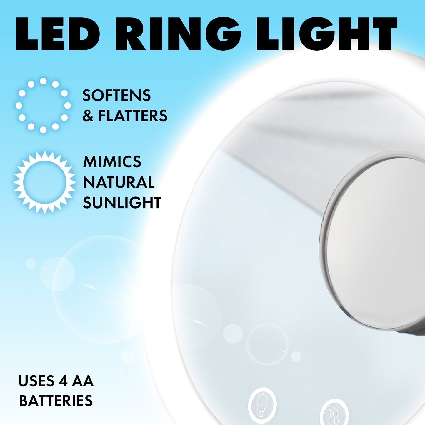 LED Lighted Makeup & Shaving Mirror | 5X Magnification | Built-In Fan
