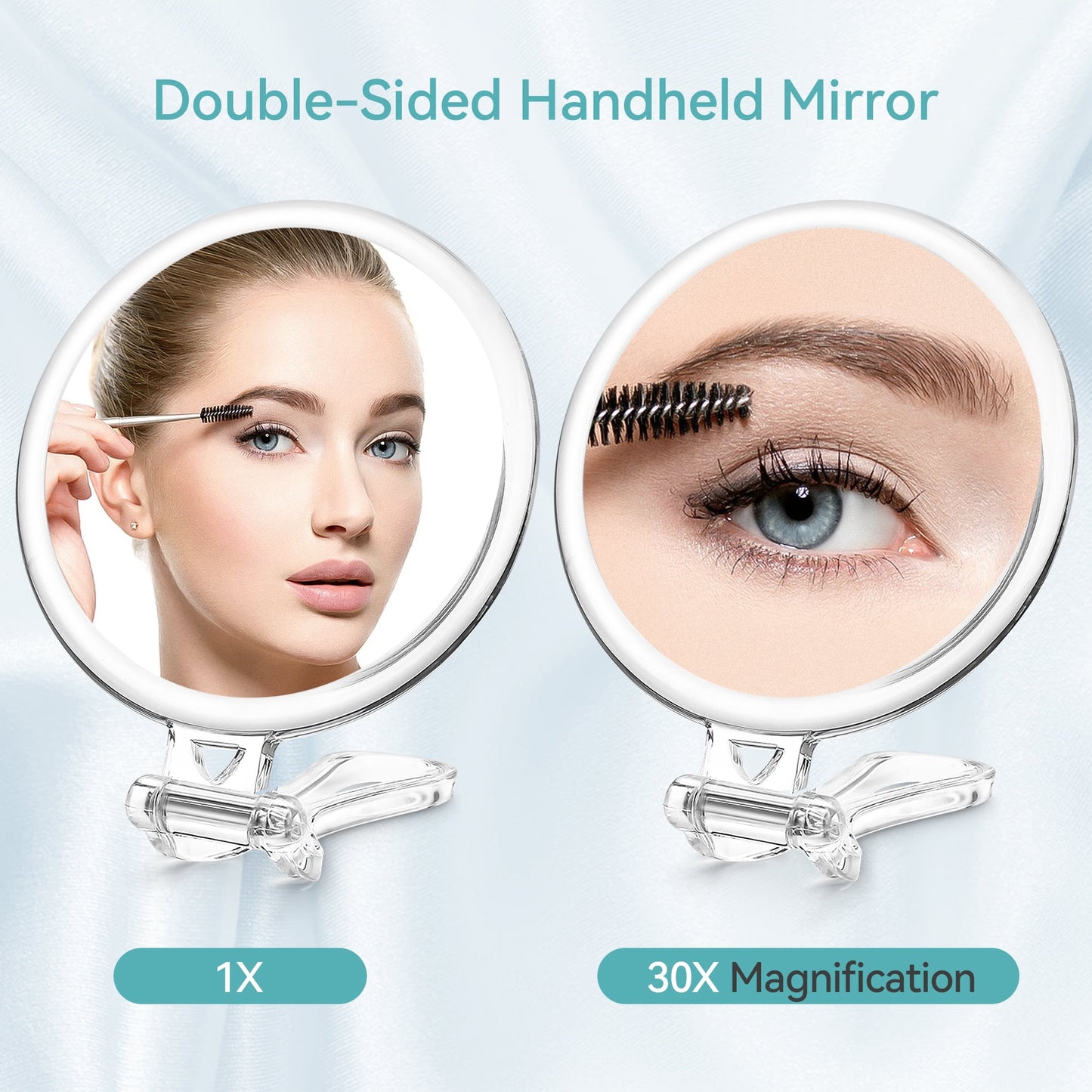 30X Magnifying Mirror with Handle | Travel Makeup Tool for Women