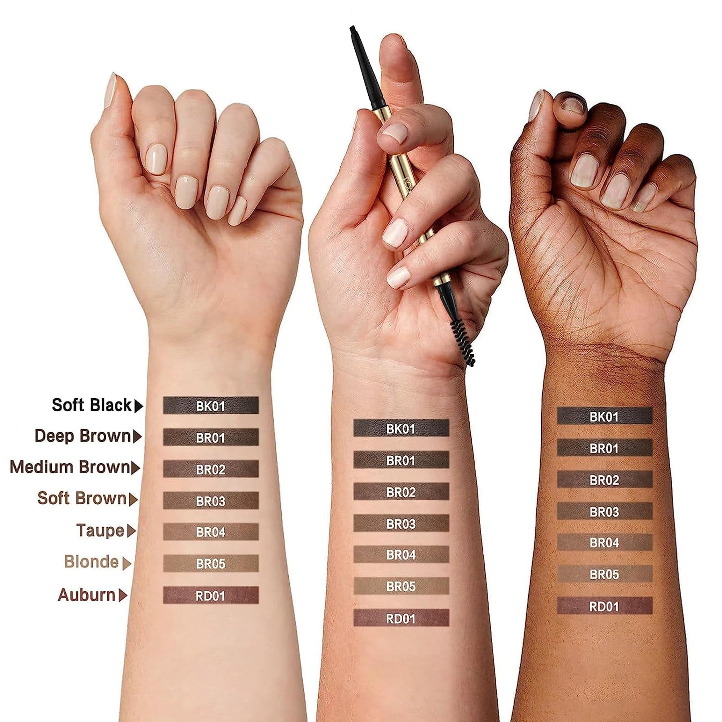 Waterproof Eyebrow Pencil | Dual-Sided Brow Brush | Deep Brown Shade