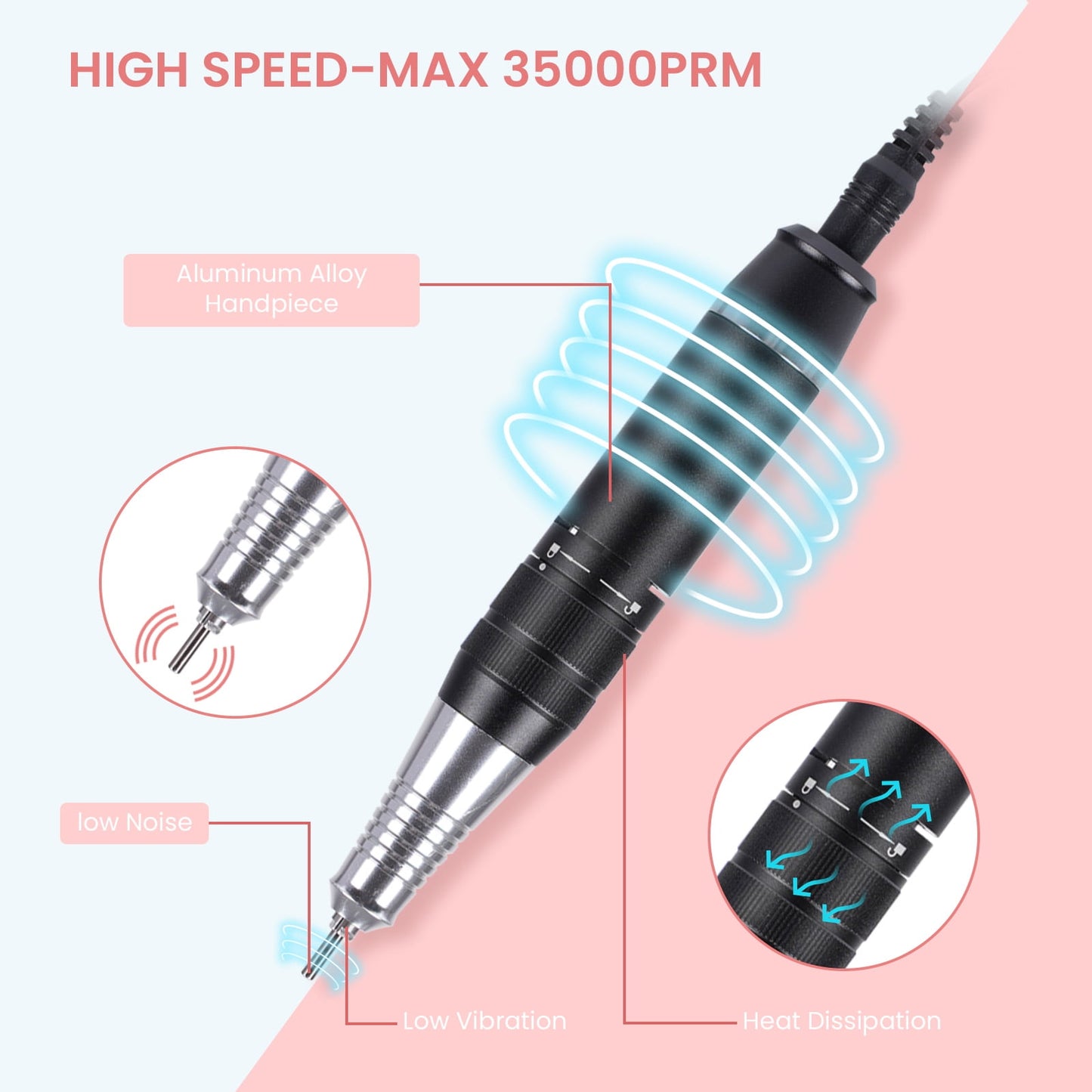 Portable Nail Drill | 35,000 RPM Professional Tool for Acrylic & Gel Nails
