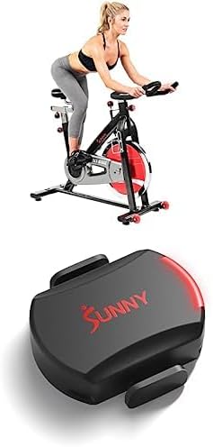 Sunny Health & Fitness Heavy-Duty Indoor Stationary Exercise Bike w/49 LB Flywheel & 275LB Capacity, 4-Way Adjustable Seat & Multi-Grip Handlebar for Cardio Training & Cycling workout at Home