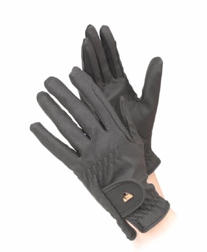 Riding Gloves for Equestrian PU Leather Non-Slip Black Medium