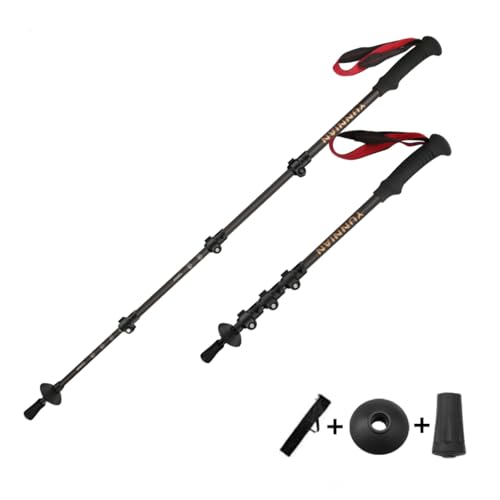 Jahreszeit Carbon Fiber Trekking Pole - Ultralight Collapsible Walking Stick for Hiking with Adjustable Quick Flip Locks and Storage Bag