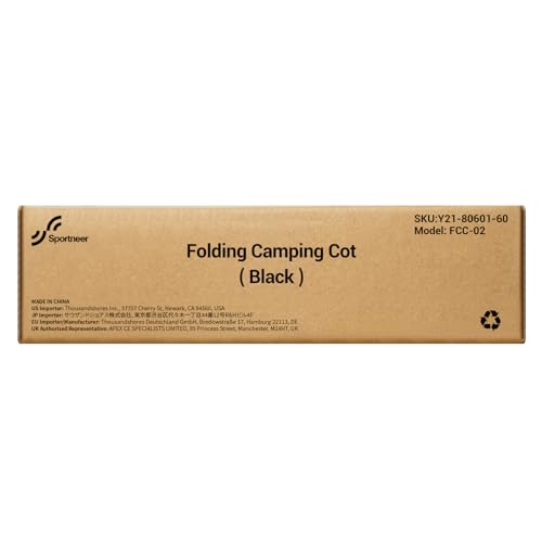 Sportneer Camping Cot: 78.3"x28.7"x14.6" Comfort Cot Bed for Camping Traveling Guest Bed, Sleeping Cots for Adults with Side Pockets & Storage Bag - Ease of Assembly, Support 330 Lbs