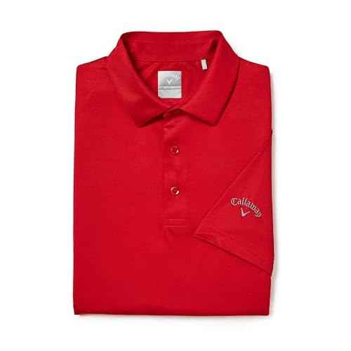Callaway Men's Swing Tech Mini Print Short Sleeve Golf Polo Shirt, Moisture-Wicking, Ventilated Fabric, Sun Protection