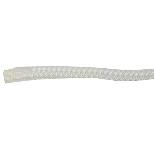 NovelBee 3/8" x 200' Nylon Anchor Rope - White Double Braid Marine Line with Stainless Steel Thimble