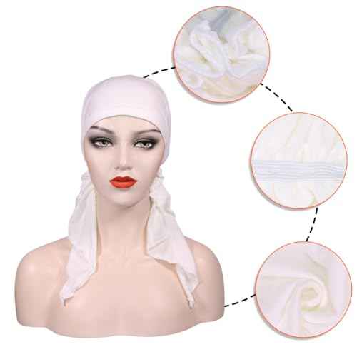 Pre Tied Chemo Head Scarf for Women - Slip On Bandana Headwrap Caps Cancer Turban Sleep Hair Cover Hat