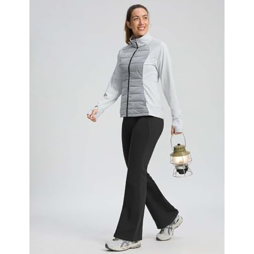 Seamaid Women's Fleece Lined Pants 30" Winter Thermal Flare Leggings Warm Insulated Bootcut Pants Pockets Water Resistant