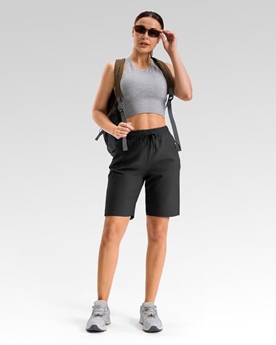 G Gradual Women's Hiking Shorts 9 Inch Inseam Large Black Lightweight 4 Pockets