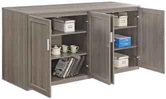 NBF Work Office Credenza - Modern Buffet Cabinet with Storage - Credenza Storage Cabinet with Drawers - Office Credenza with Gray Laminate (72" W x 24" D)