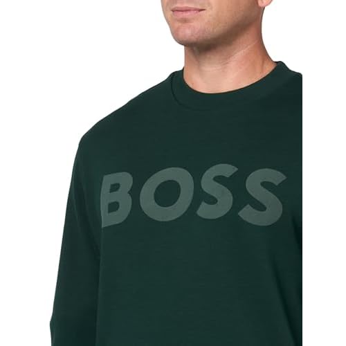 BOSS Men's Bold Logo French Terry Crew Neck Sweatshirt