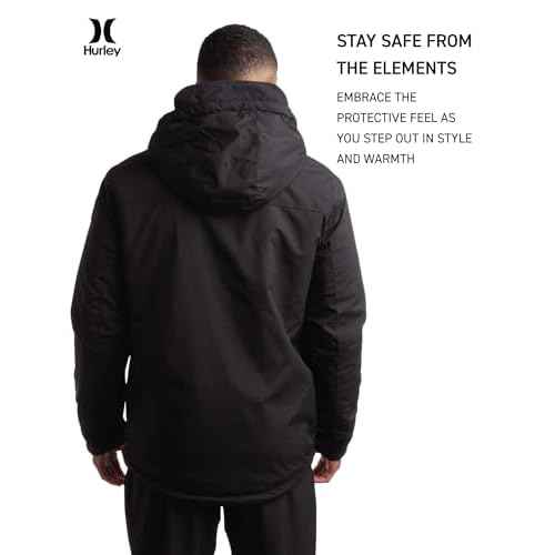 Hurley Mens Winter Jacket - Warm Zip Up Hooded Parka Sherpa Lined Jackets For Men with Multiple Pockets (Sizes S-XL)