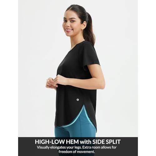 baleaf Women's Short Sleeve Workout Tops Athletic Running Shirts Quick Dry T-Shirts Loose Fit Gym Yoga Tee UPF 50+