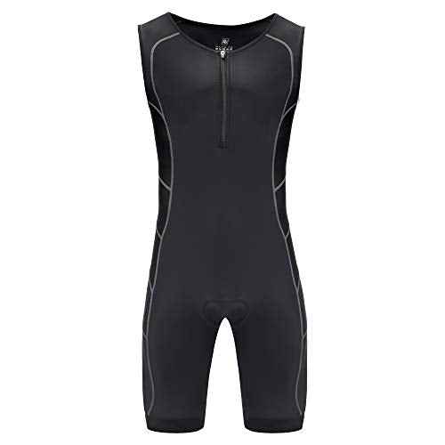 Triathlon Suits Mens One-Piece Sleeveless Trisuits Skin Wet Suit for Running Cycling Swimming