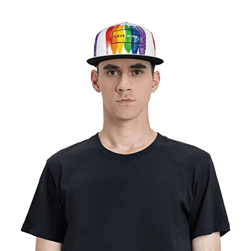 Rainbow Pride LGBT Baseball Cap Flat Bill Adjustable Strapback Hat Men Women
