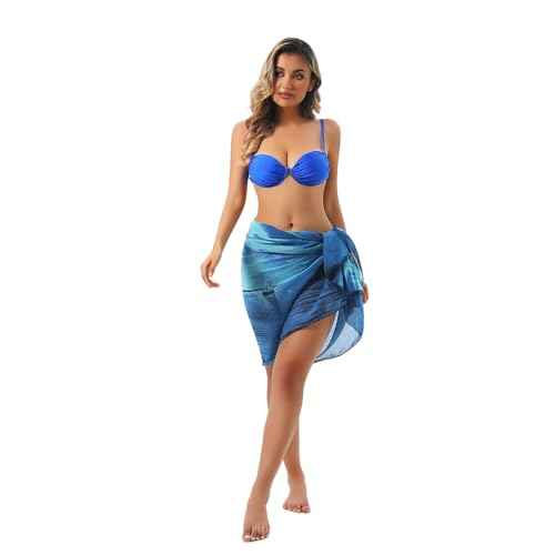 Womens Beach Sarongs Chiffon Printed Cover Ups Pareo Sheer Bikini Swimsuit Wraps for Swimwear