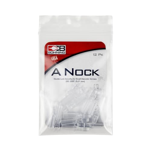 Bohning A Nock, for .204 Shafts (Small, X-Nocks, 5mm) 12 Pack, Clear