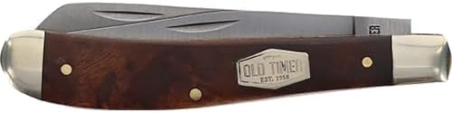 Old Timer 94OTW Gunstock Trapper 6.9in Traditional Folding Pocket Knife with 2 High Carbon SS Blades, Desert Iron Wood Handle, and Convenient Size for EDC, Hunting, Camping, Whittling, and Outdoors