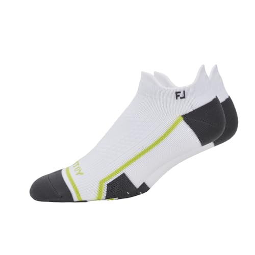 FootJoy Men's TechD.R.Y. Roll Tab Socks 7-12 White Grey - Recycled Comfort