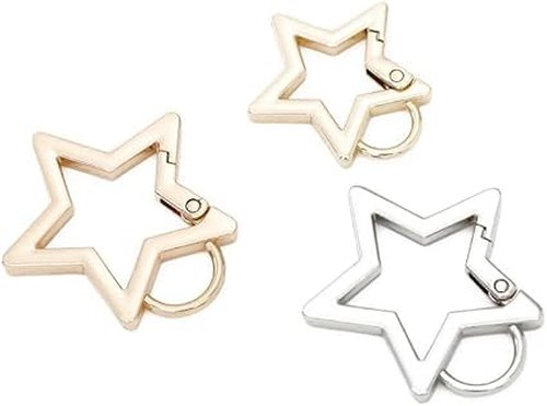 Gun Color Star Shaped Stainless Steel Keychain Clip Carabiner Snap Hook Holder Star Carabiner Hook Clip Key Holder Carabiner Clip for Keys and Wallet with Key Chain Rings,Keychain Carabiner Accessory
