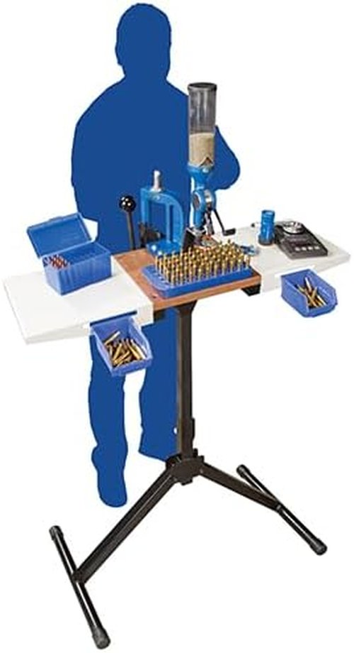 Frankford Arsenal Platinum Series Reloading Stand - Adjustable Steel Frame with Wood Surface & Storage Bins