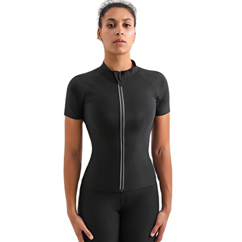 Sauna Suit Jacket for Women Weight Loss Sauna Shirt Waist Trainer Sweat Workout Top Fitness Body Shaper Zipper