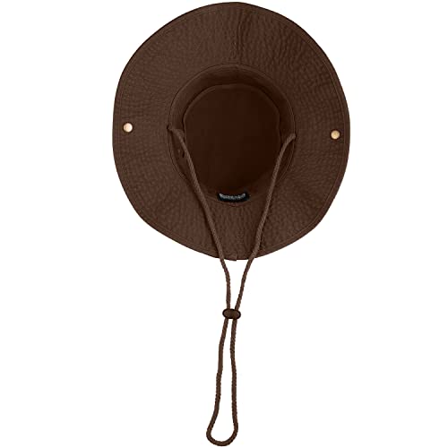 Men Women Wide Brim Sun Hat Bucket Hat UV Protection Camping Hiking Safari Small-Medium Dark Brown