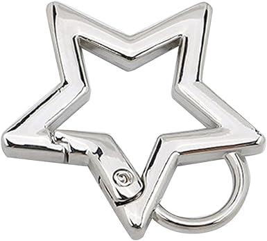 2Pcs Silver Star Shaped Stainless Steel Keychain Clip Carabiner Snap Hook Holder Star Hook Clip Key Holder Carabiner Clip for Keys Chain Accessories