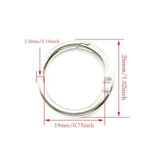 20 Pack 0.75 Inch Keychain Clips£¬Round Small Carabiner Clip for Key, Metal Keyring Hook Buckle Clip (Silver)