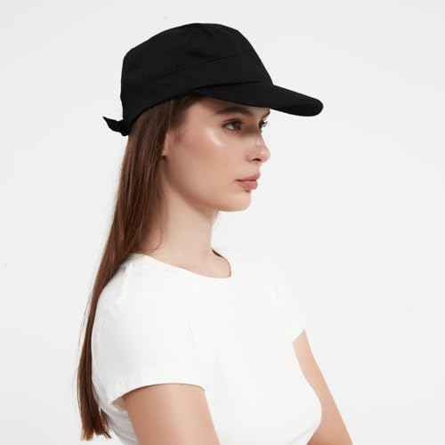 Adjustable Unisex Flat Top Twill Classical Baseball Cap Military Hat 22-23.6 in Cadet Cap