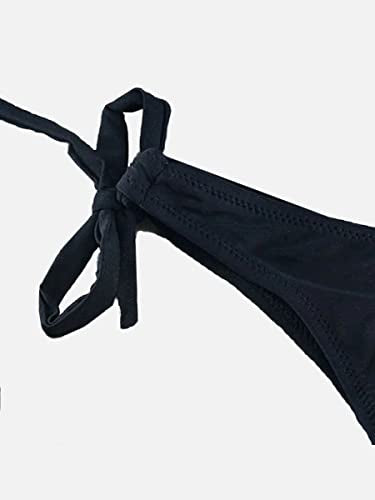 Women's Bikini Bottoms Tie Side Cheeky Swimsuit Ruched Bathing Suit - XL Black