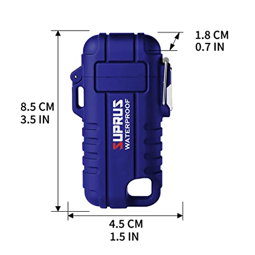 SUPRUS Blue Waterproof Windproof Arc Plasma Lighter USB-C Rechargeable Outdoor Camping Kitchen