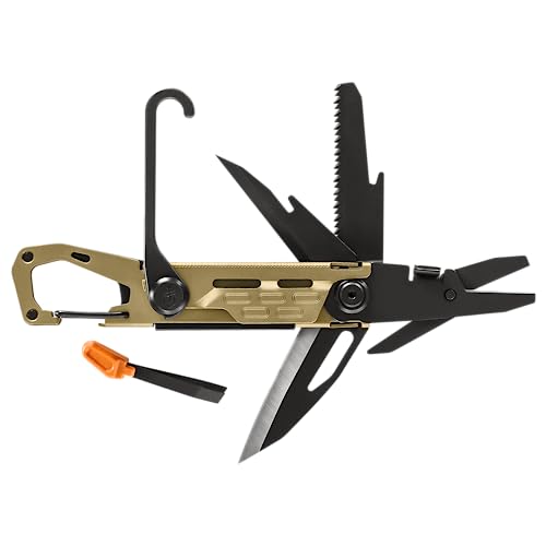 Gerber Gear Stake Out 11-in-1 Multi-tool - 2.2" Plain Edge Blade, Tent Stake Puller, Carabiner Carry - EDC Gear and Equipment - Bronze