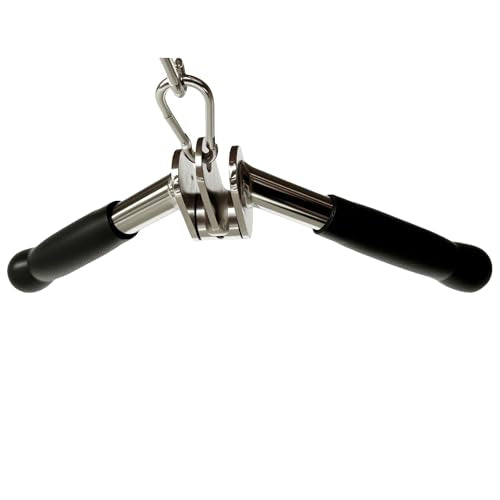 Revolving Lat Pulldown Bar with V Grip for Cable Machine - Chrome Finish
