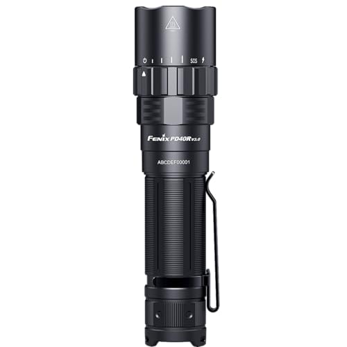 Fenix PD40R v3.0 Tactical Flashlight, 3000 Lumen USB-C Rechargeable Long Throw Police Duty Light with Lumentac Organizer