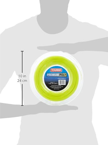 Tourna Premium Poly Tennis String 16g Reel - Optic Yellow, Heavy Spin Control