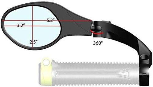 Hafny Handlebar Bike Mirror, Stainless Steel Lens, Bicycle Rearview Safety Reflector, E-bike Cycling Mirror, HF-MR081