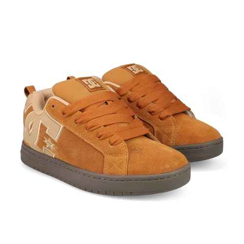 DC Men's Court Graffik SE Skate Sneaker, Brown/Gum, 10.5