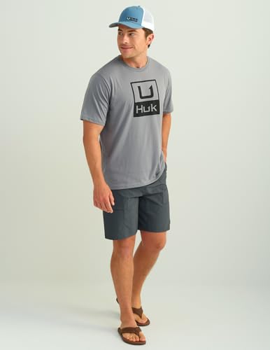 Performance Fishing T-Shirt for Men - Huk Stacked Logo Night Owl Medium