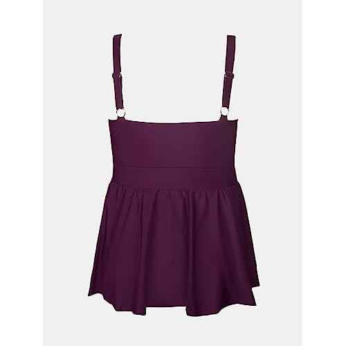 CUPSHE Plus Size Swimsuit for Women One Piece Bathing Suit Scoop Neck Ruffled Swim Dress Adjustable Straps